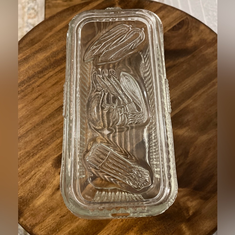 VTG 8x4x4Federal Glass Ribbed Clear Glass Vegetable Rectangle Refrigerator Dish